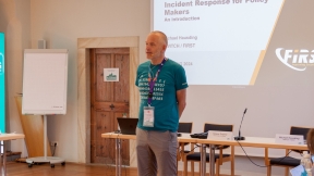 Michael Hausding, cyber security expert from Switch, at the European Summer School on Internet Governance. 